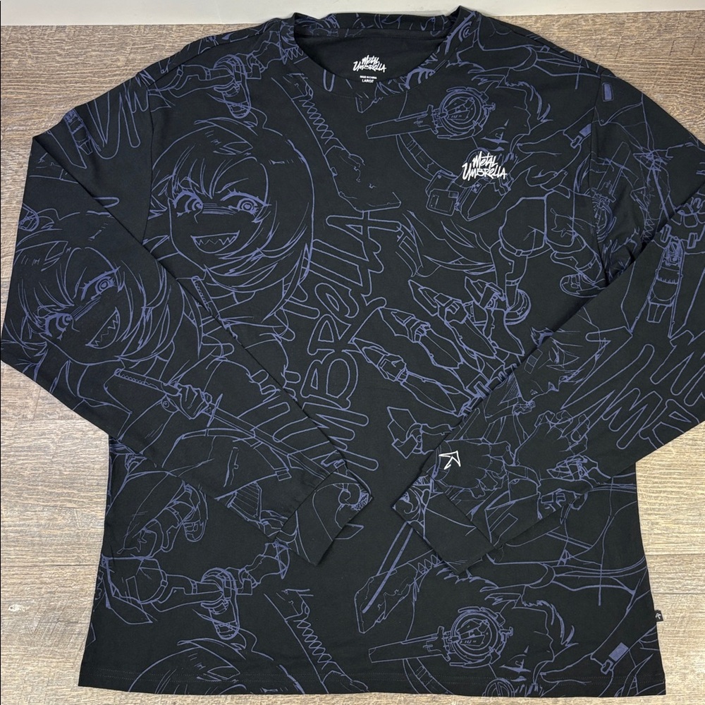 Metal Umbrella Men’s Anime-Graphics Men’s Long Sleeve Shirt  Size Large
